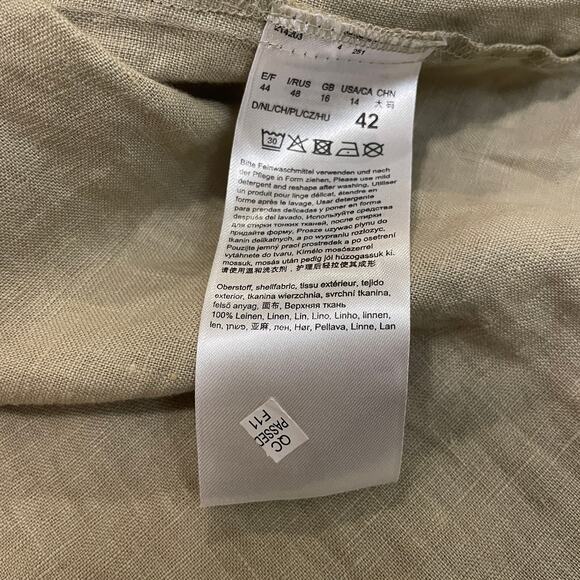 Cartoon 100% Linen Midi Dress 42, US 10 12 L | Minimalist, Pockets, Khaki NWT - Picture 5 of 8